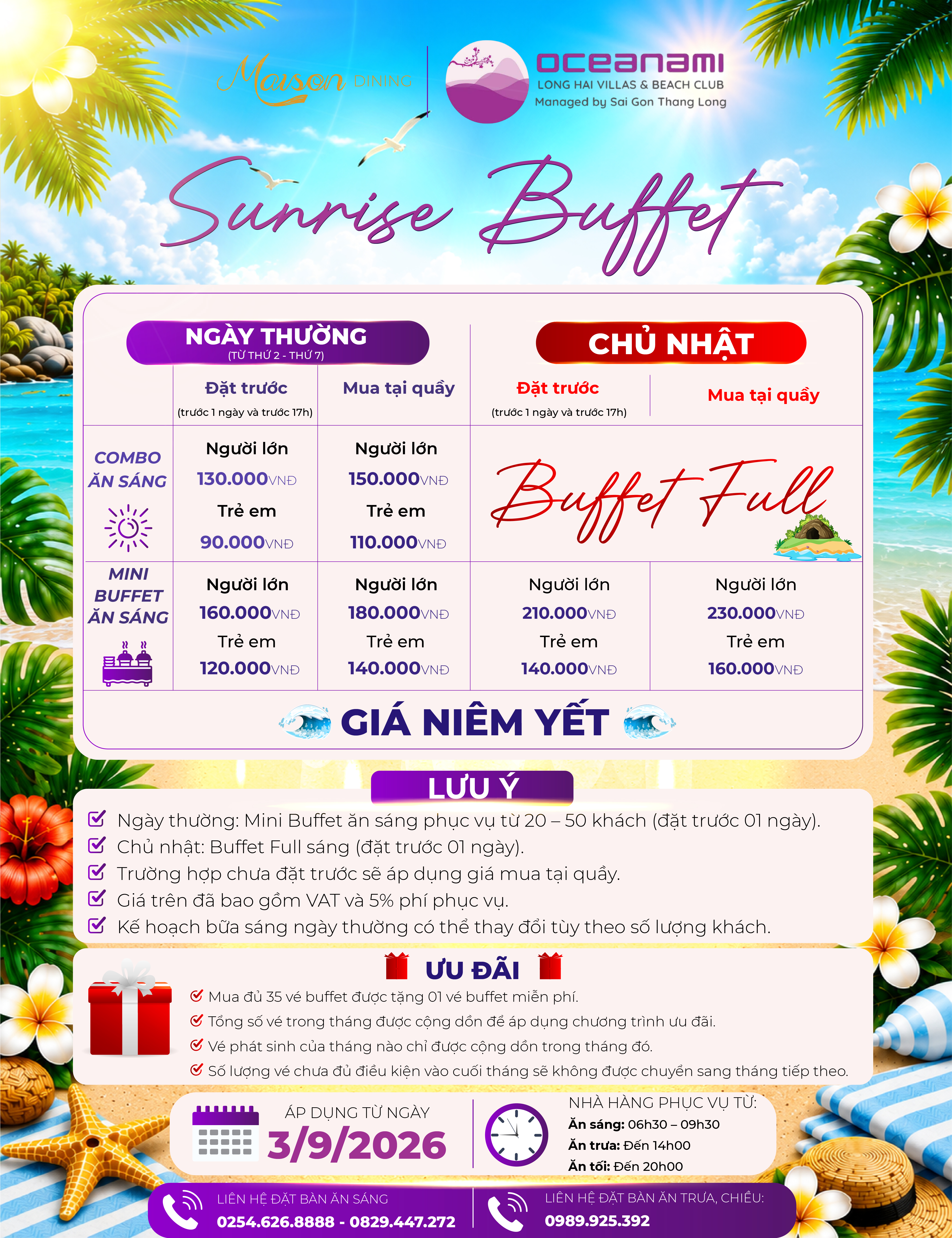 SUNRISE BUFFET OCEANAMI – KHỞI ĐẦU NGÀY MỚI TRỌN VỊ BÊN BIỂN
